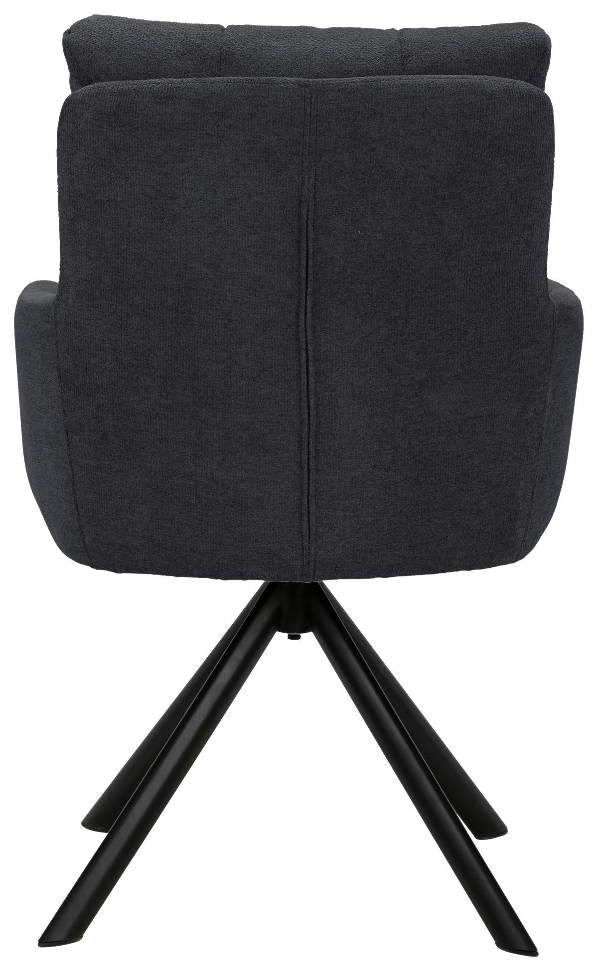 Armlehnstuhl Susan Dunkelgrau Schwarz/Sitzfläche 360°drehbar - Dunkelgrau/Schwarz, KONVENTIONELL, Holz/Textil (59/90/66cm)