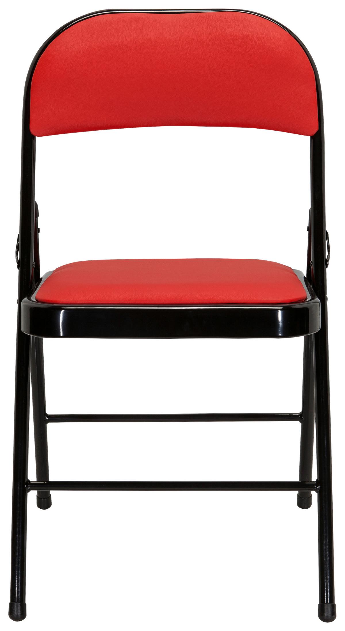 Klappstuhl Tudela Pu Rot/schwarz Lederlook - Rot/Schwarz, Basics, Textil/Metall (44/80/49cm) - MID.YOU