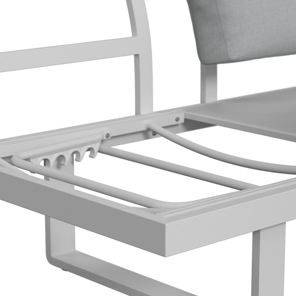 JEDÁLENSKÁ TERASOVÁ SÚPRAVA LEANDRA - biela/svetlosivá, Modern, kov/textil (288/253cm) - Bessagi Garden