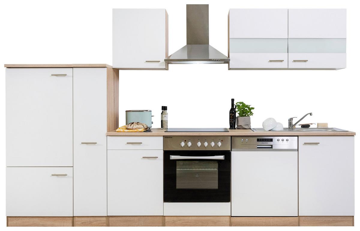 Küchenzeile Ohne Geräte B: 310 Cm Weiß/eiche Dekor, Modern - Eichefarben/Weiß, Basics, Holzwerkstoff (310/200/60cm) - Respekta