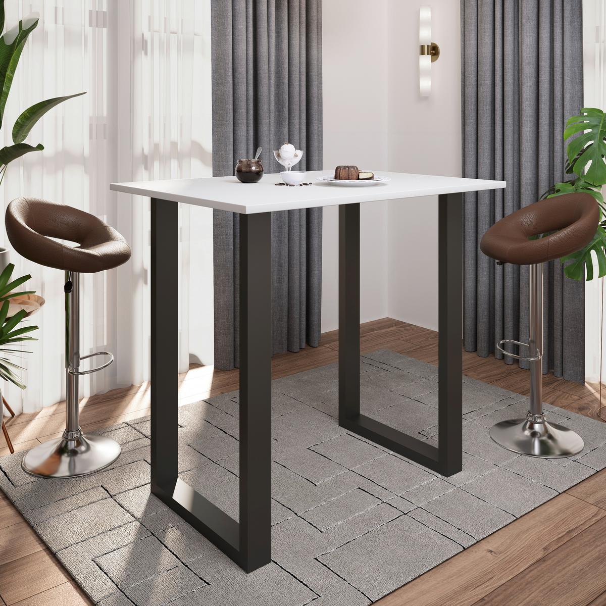 Bartisch Xona B 110x80 - Schwarz/Weiß, KONVENTIONELL, Holzwerkstoff/Metall (110/80/102cm)