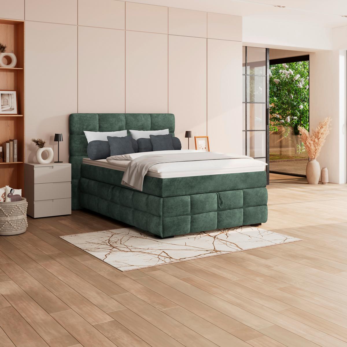 Polsterbett Vega Grün, Lf: 140 X 200 Cm - Grün, Trend, Holz/Textil (140/200cm)