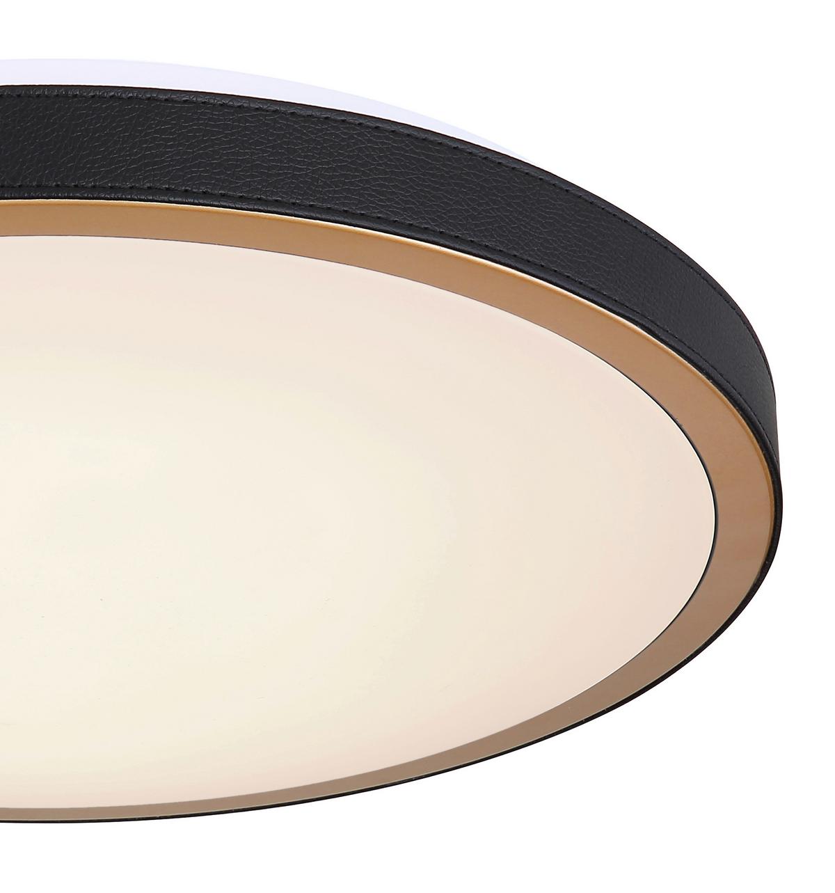 LED-Deckenleuchte 41765-24 - Opal/Schwarz, Basics, Leder/Kunststoff (42/9,5cm) - Globo