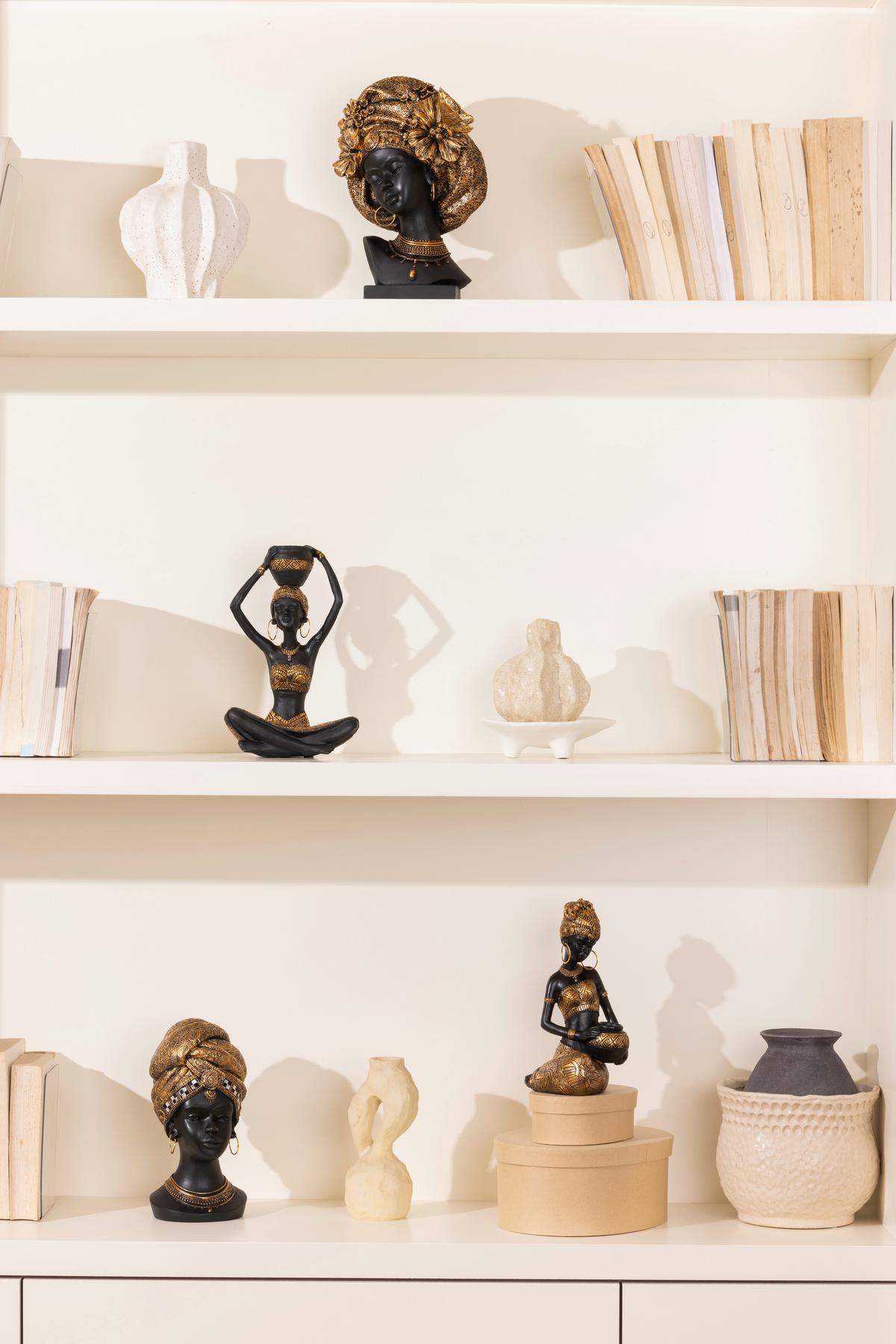 Skulptur Nala - Goldfarben/Schwarz, KONVENTIONELL, Kunststoff/Metall (16,5/9,5/26,5cm) - James Wood