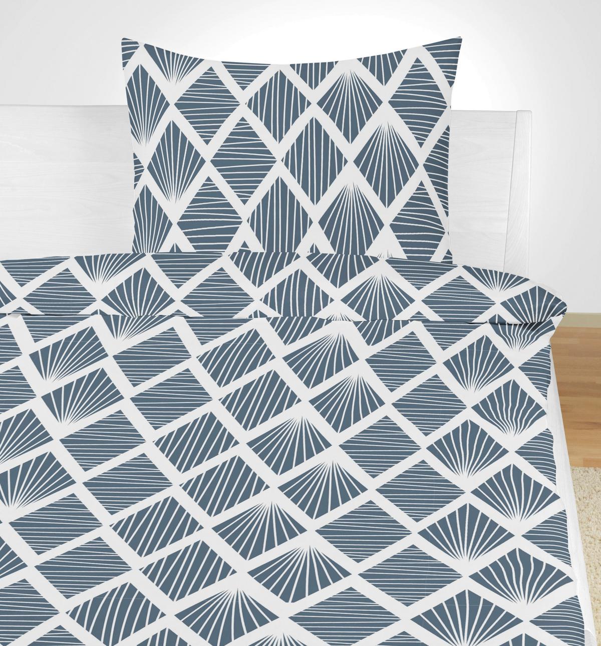 Bettwäsche 140x200 Cm Lenka Mikrofaser Blau/beige - Blau/Beige, KONVENTIONELL, Textil - Ondega