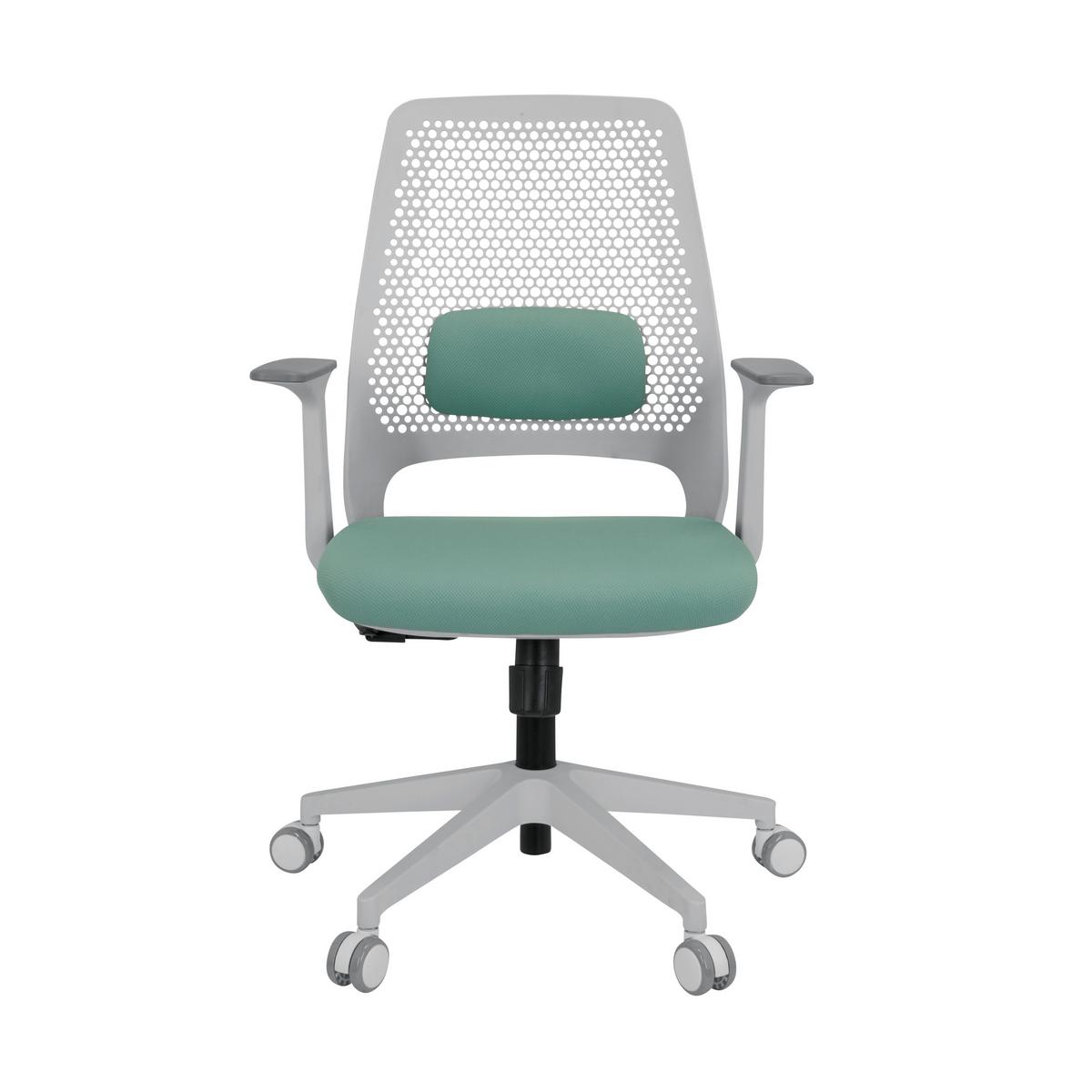 Bürostuhl Parferio Weiß/ Mintgrün Bis 110 Kg - Weiß/Mintgrün, Basics, Kunststoff/Textil (63/99/56cm) - MID.YOU