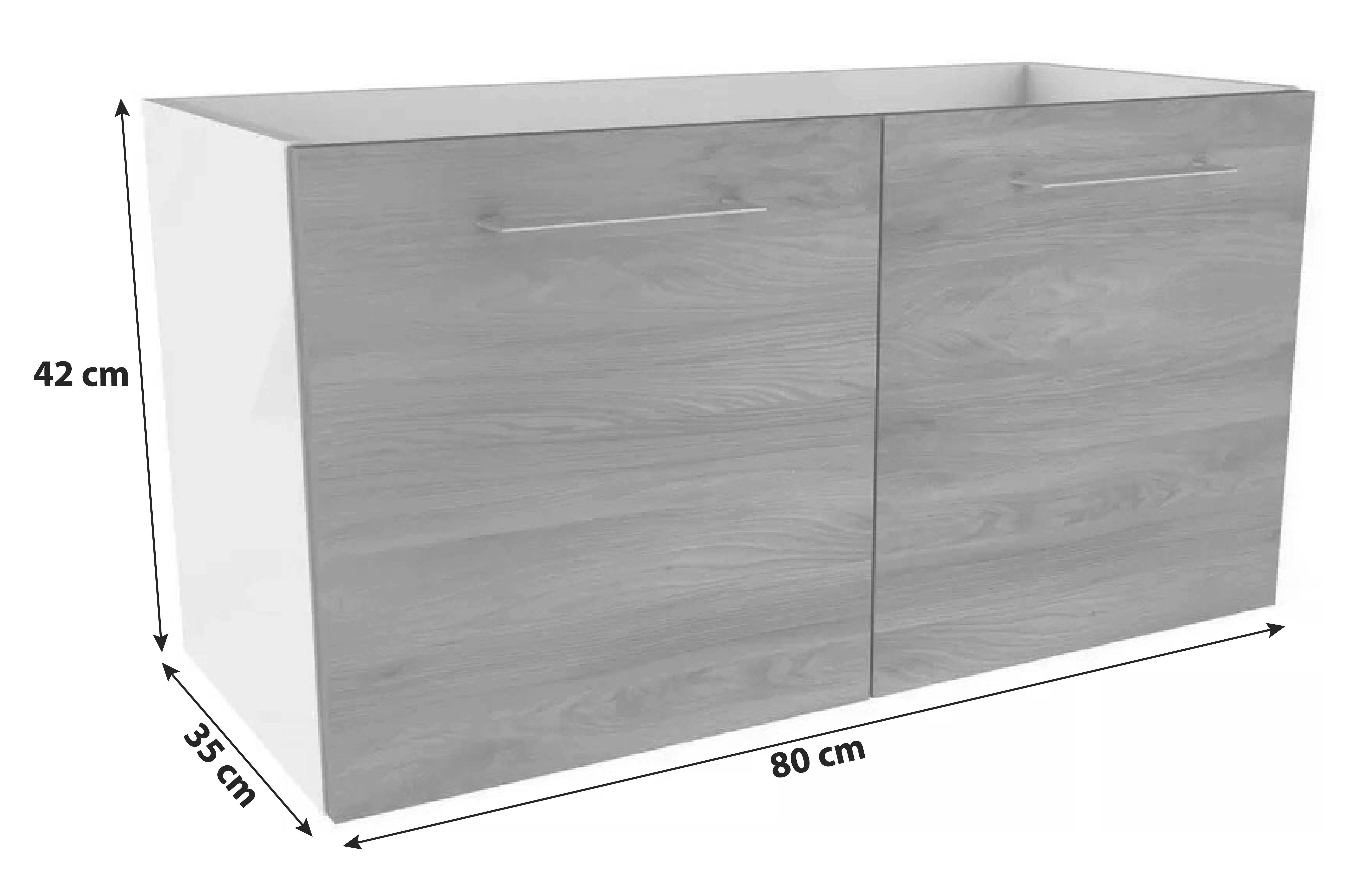 Waschbecken mit Unterschrank Lima B: 80 cm - Eschefarben/Weiß, MODERN, Holzwerkstoff (80/42/35cm) - MID.YOU