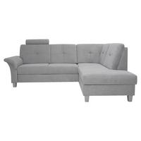 Rohová sedačka PORTLAND, pravá, strieborná - svetlosivá/strieborná, Konventionell, drevo/textil (245/196cm)