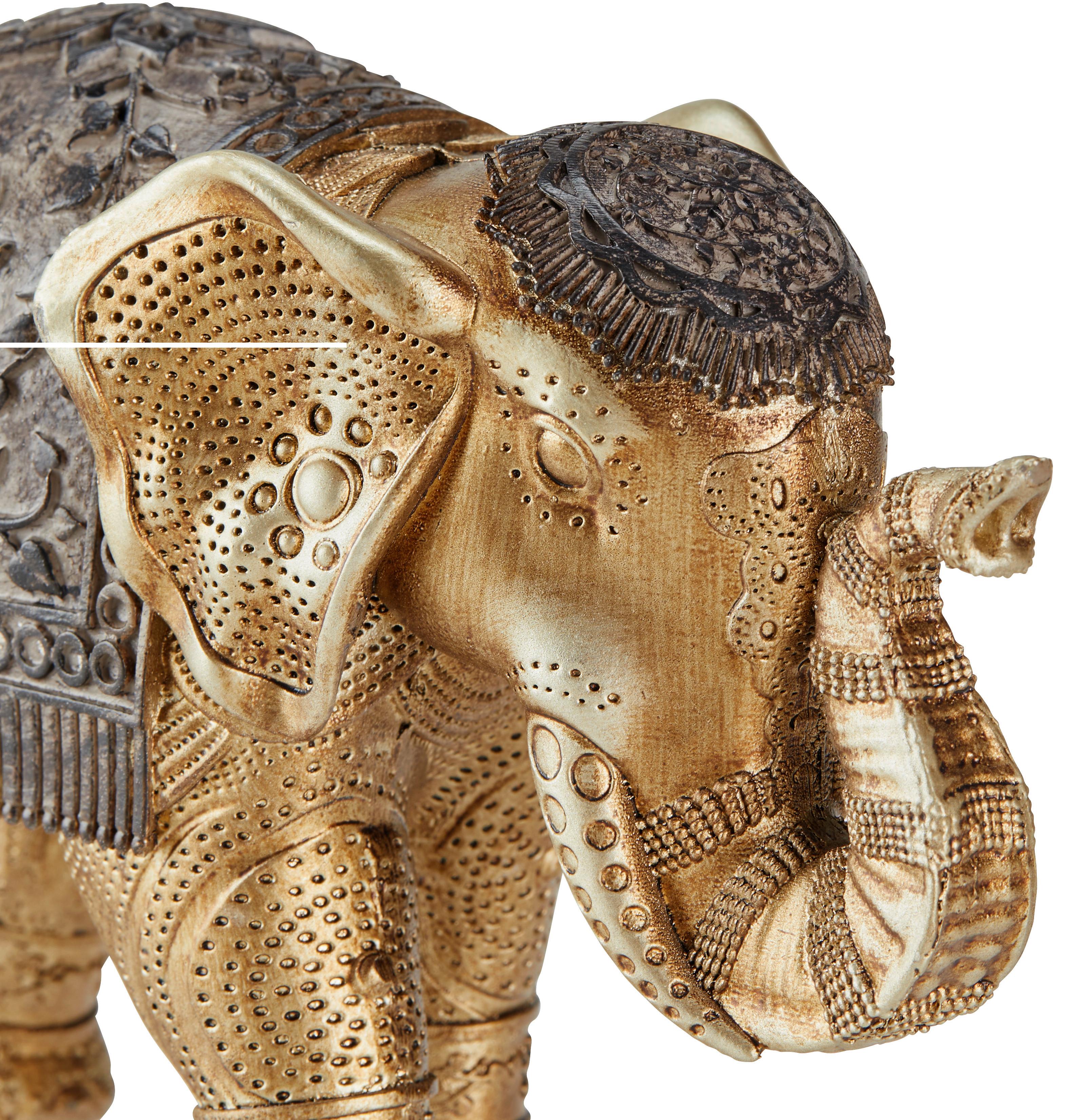 Dekofigur Elefant H: 11 Cm Kunststoff Für In- & Outdoor - Goldfarben/Braun, LIFESTYLE, Kunststoff (15,5/7/11cm) - Luca Bessoni