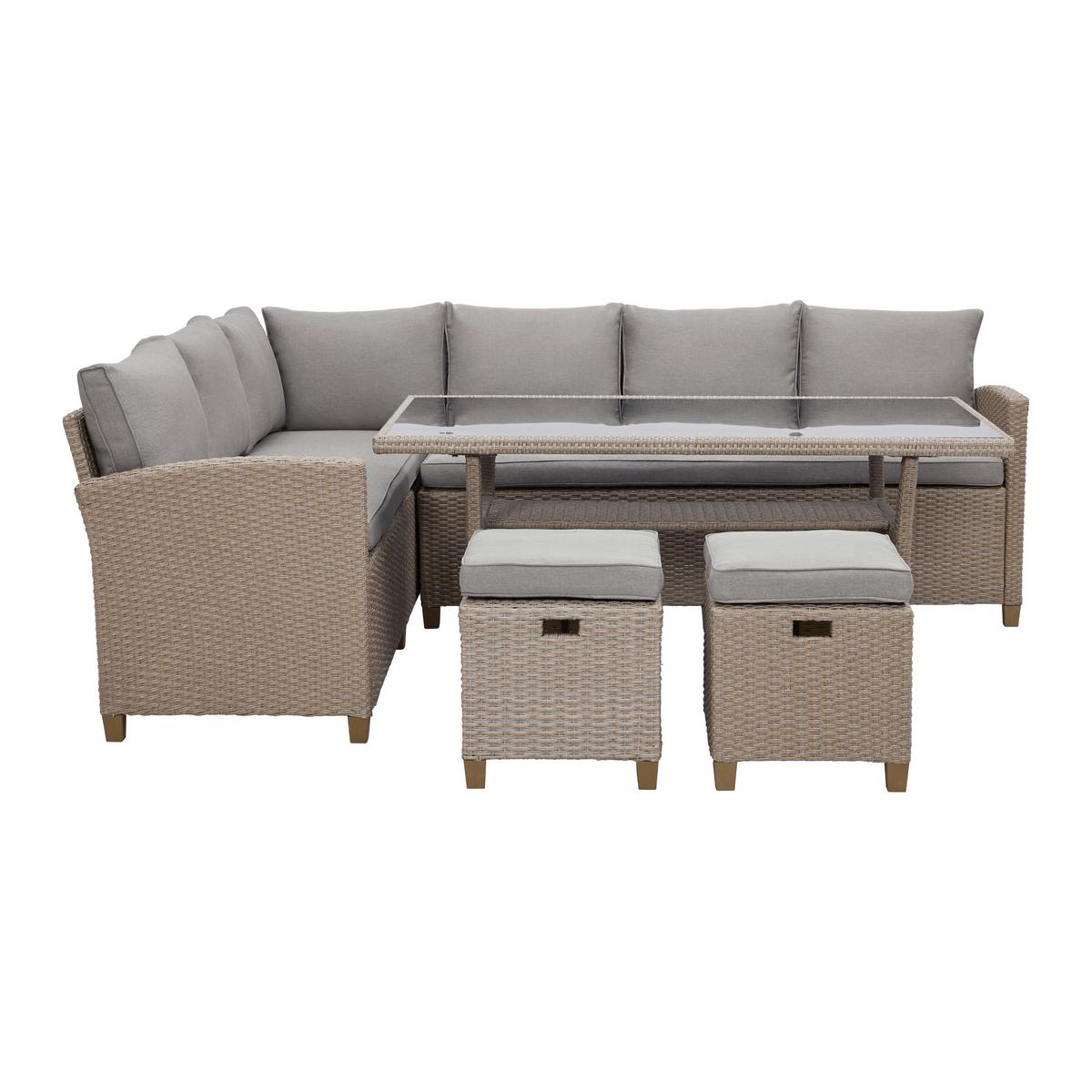 TERASOVÁ SEDACÍ SOUPRAVA Liow - černá/hnědá, kov/textil (175/235cm) - Modern Living