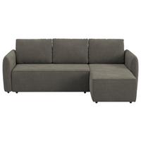 Ecksofa mit Bettfunktion Flow Cord anthrazit, B: 239cm - Anthrazit/Schwarz, Trend, Textil (239/170cm) - MID.YOU
