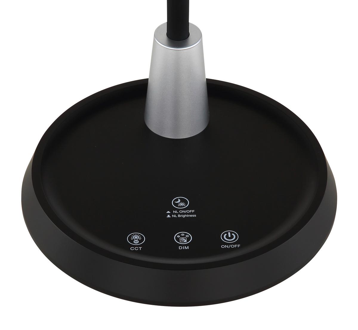 Led-tischleuchte Memory-Funktion - Silberfarben/Schwarz, Design, Kunststoff (30,6/17,2/44,8cm) - Globo