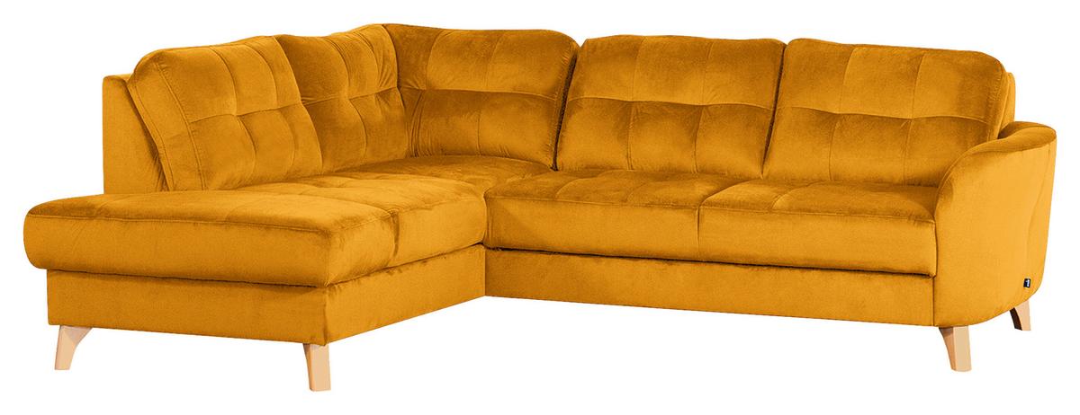 Ecksofa Nordic, Gelb S: 190x236 cm - Gelb/Buchefarben, Design, Textil (190/236cm) - Livetastic