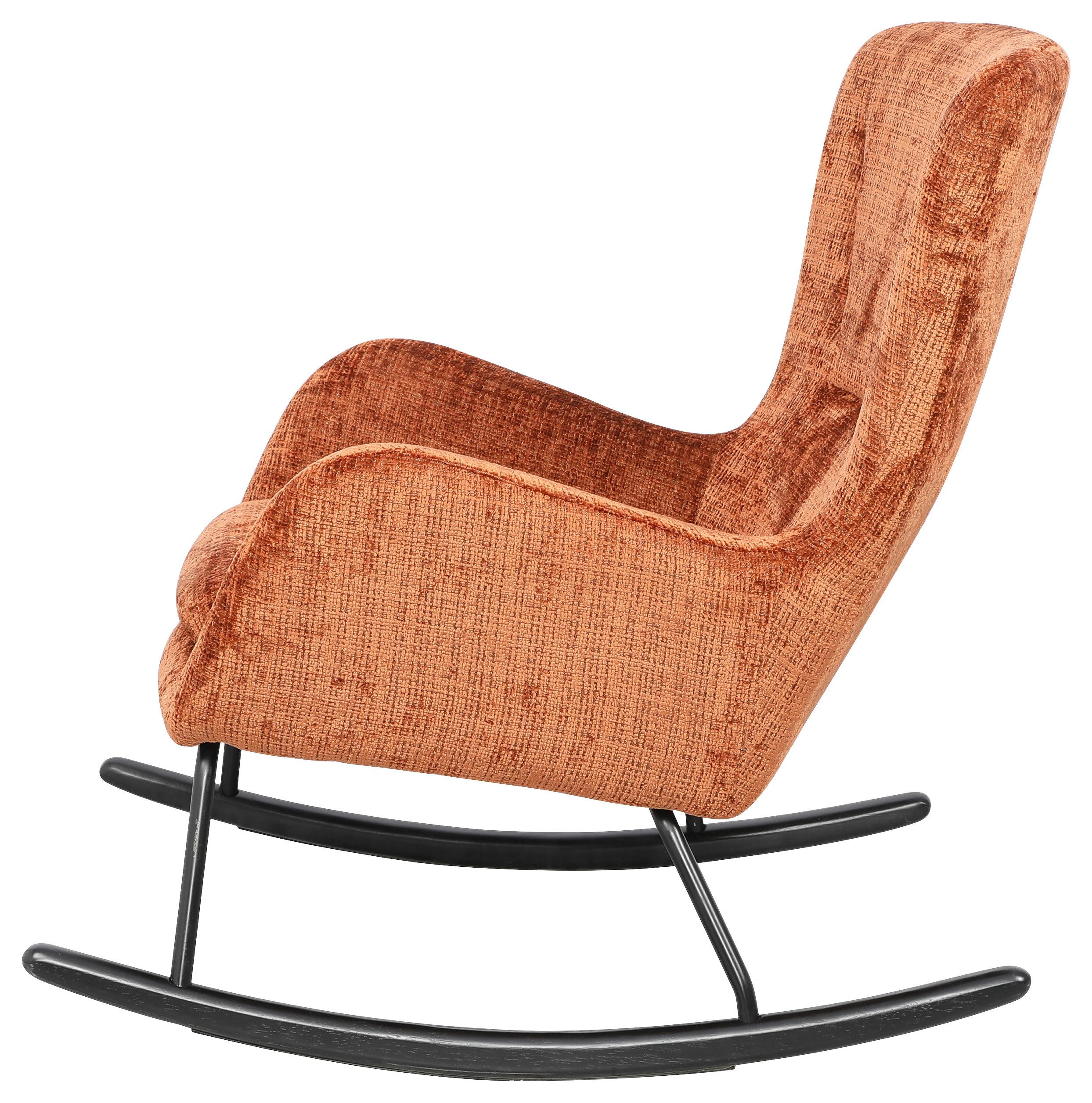 Schaukelstuhl Cremona Rostfarben B: 71 Cm - Rostfarben/Schwarz, MODERN, Holz/Textil (71/93/91cm) - Livetastic