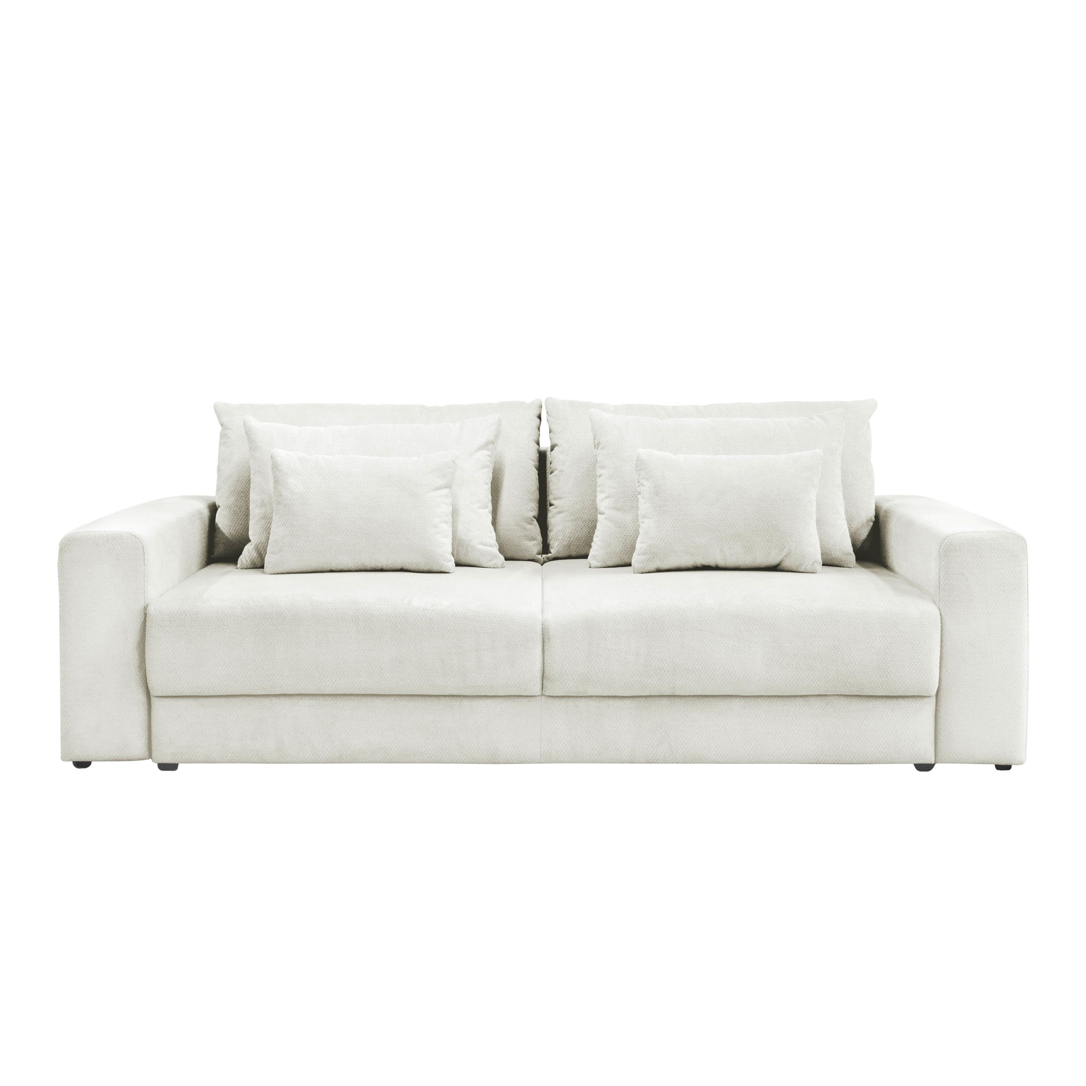 Megasofa Mega Chenille creme, B: 255cm - Creme/Schwarz, Trend, Textil (255/94/126cm) - Luca Bessoni