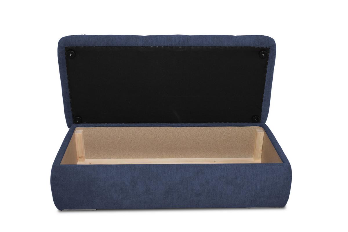Hockerbank Moric Mikrofaser Dunkelblau H: 43 Cm  Stauraum - Chromfarben/Dunkelblau, KONVENTIONELL, Textil (136/43/64cm) - MID.YOU