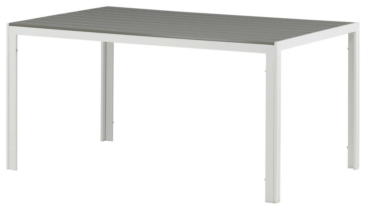 Gartentisch Break Aluminium L: 150cm - Weiß/Grau, KONVENTIONELL, Holz/Metall (150/90/75cm) - Gardenson
