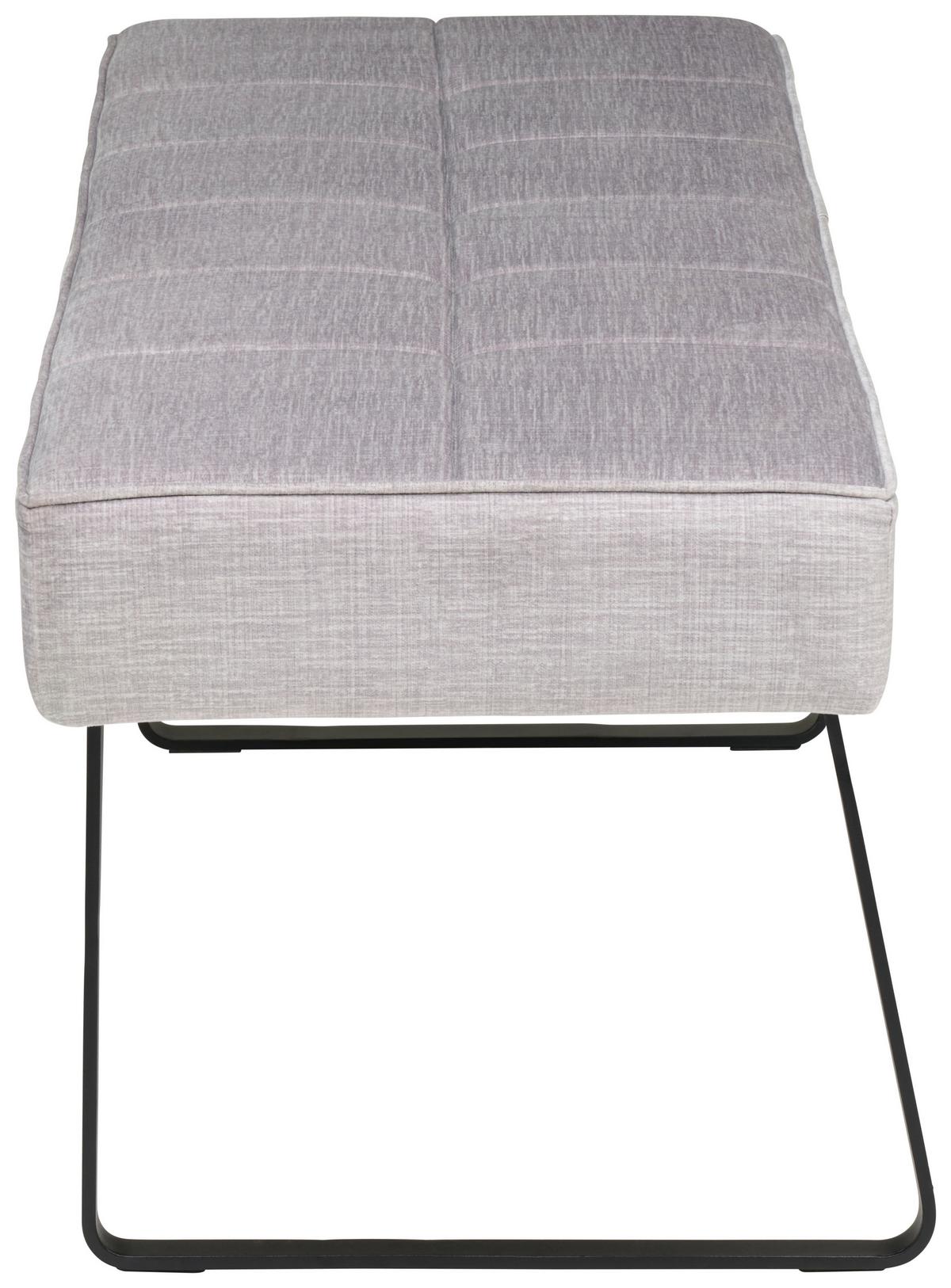 Sitzbank Tilos ohne Lehne Samt Grau, B: 140 cm - Schwarz/Grau, KONVENTIONELL, Textil/Metall (140/49/47cm) - MID.YOU