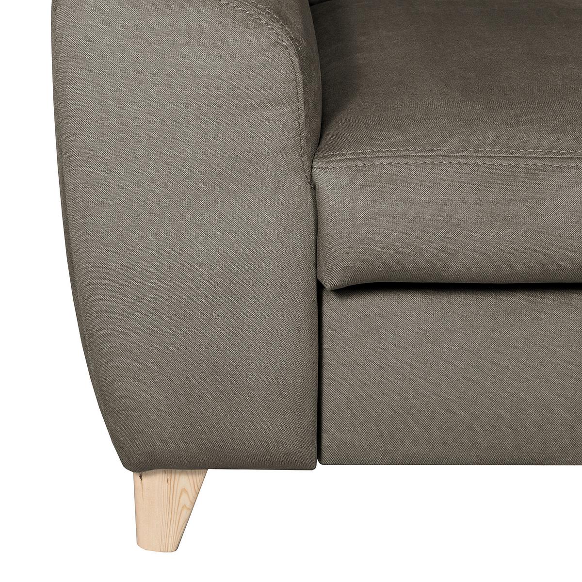 Ecksofa Aspen Webstoff Graubraun 245x208 cm - Graubraun/Buchefarben, Design, Textil (245/208cm) - Livetastic