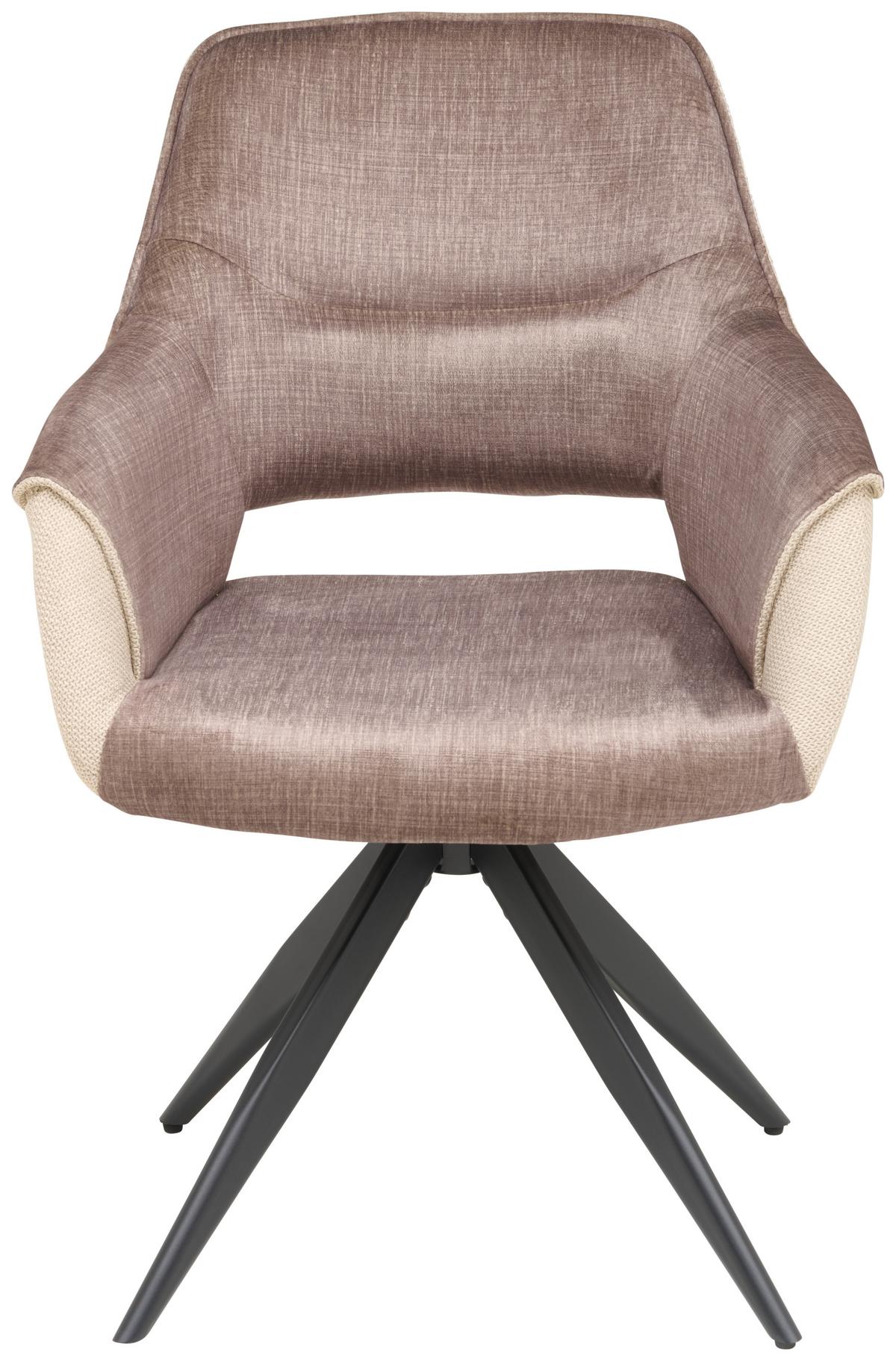 Armlehnstuhl Kiran Samt Beige, B: 62 Cm - Beige/Schwarz, KONVENTIONELL, Textil/Metall (62/86/64cm) - MID.YOU