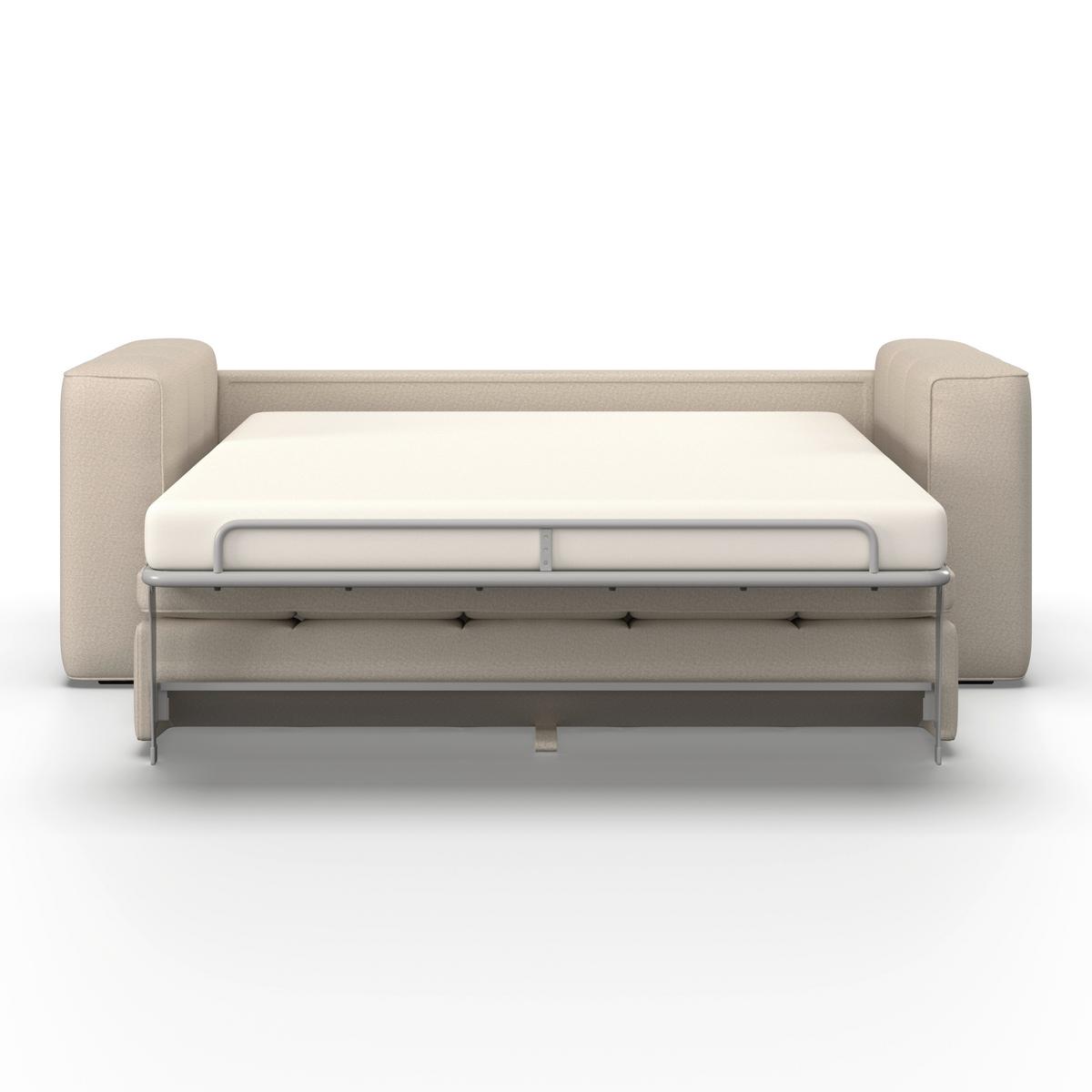 Rozkládací pohovka MIRANDA, béžová, s lůžkem na spaní - černá/béžová, Moderní, kov/dřevo (207/71/98cm) - Bessagi Home