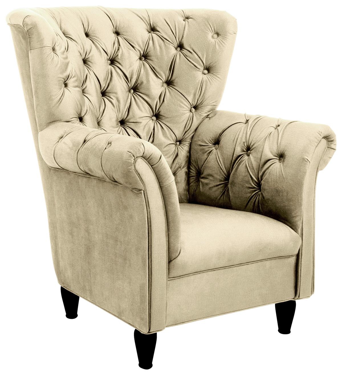 Ohrensessel Cupido - Beige/Schwarz, Design, Textil (96/112/86cm) - MID.YOU