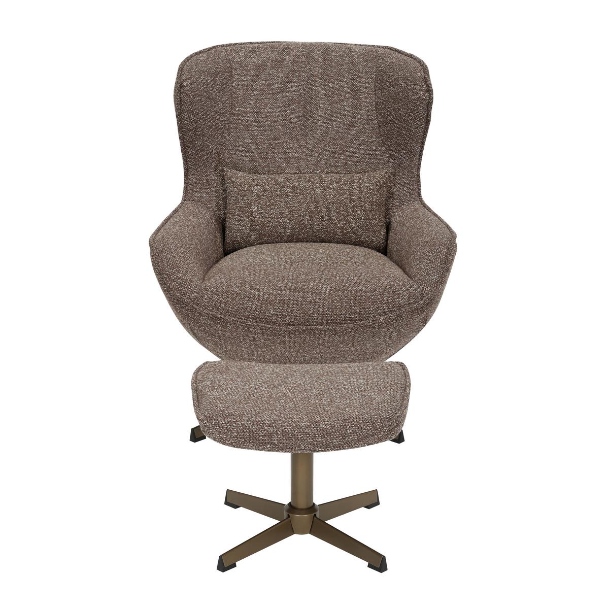 Taburet ALBA, hnědá tkanina, max. do 120 kg - bronzová/hnědá, Moderní, kov/textil (46/36/36cm) - Mömax