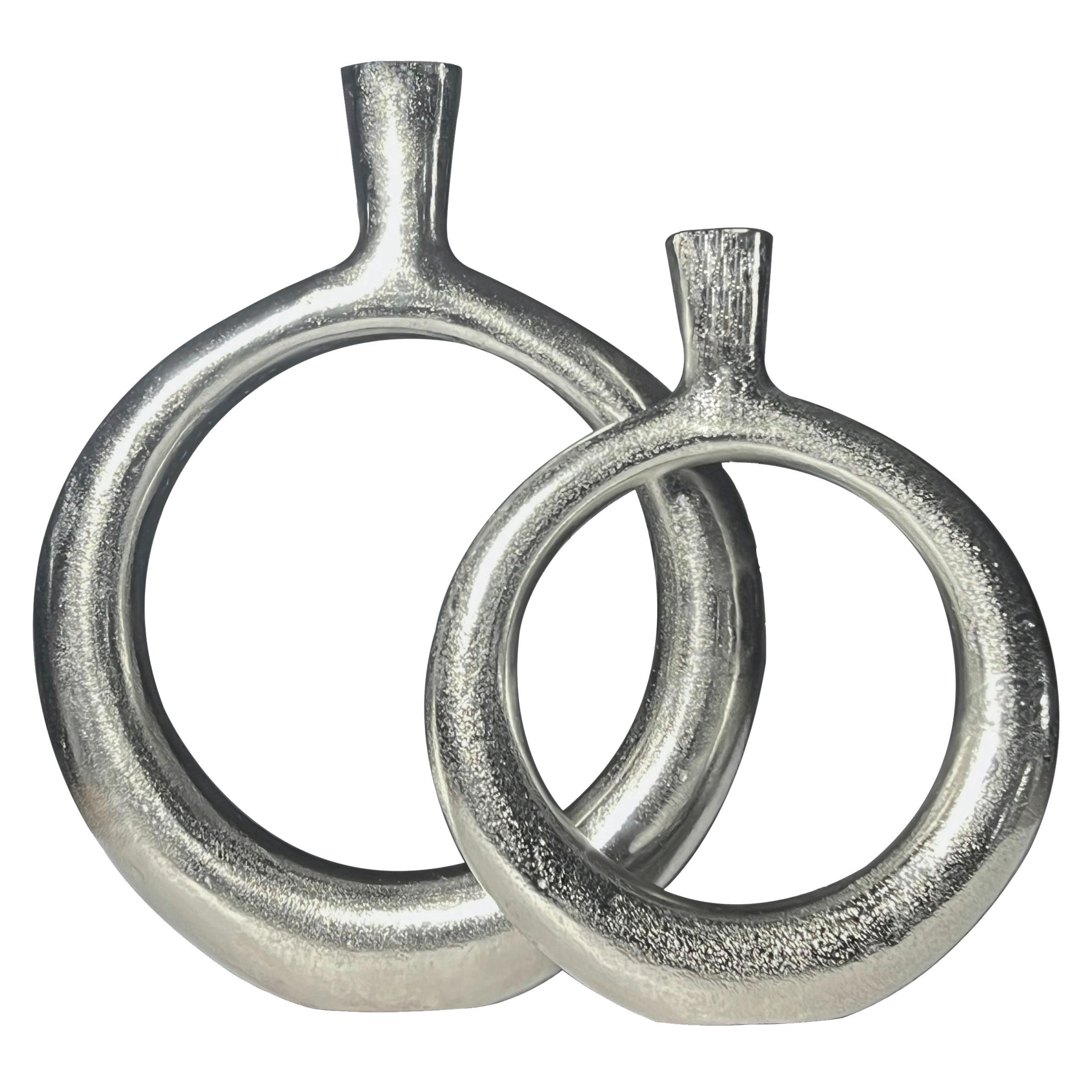 Dekovase 2er Set Silberfarben B: 35 Cm - Silberfarben, Design, Metall (35/45/7cm) - Livetastic