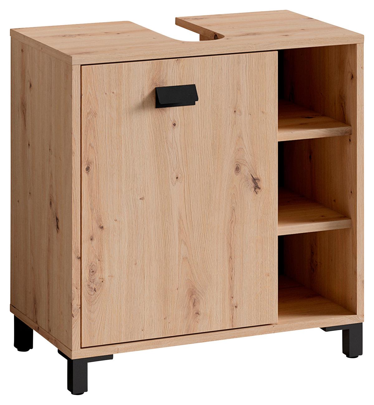 Badezimmer Wellness Eiche Artisan/Schwarz B: 194,5 cm - Schwarz/Eiche Artisan, MODERN, Holzwerkstoff/Kunststoff (194,5cm) - MID.YOU