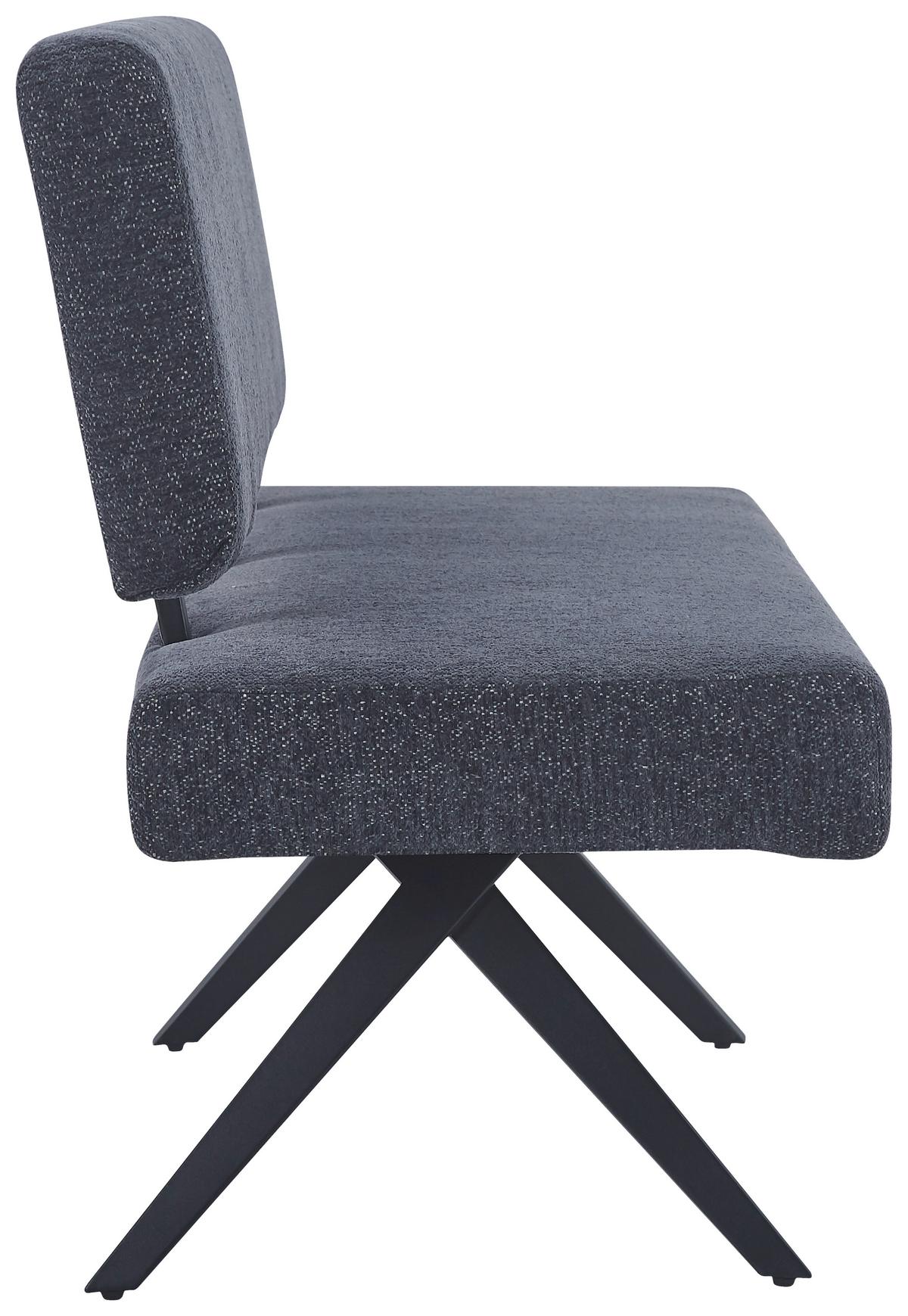 Sitzbank Chios  Mit Lehne Leinenoptik Grau, B: 140 Cm - Dunkelgrau/Schwarz, KONVENTIONELL, Textil/Metall (140/90/62cm) - MID.YOU
