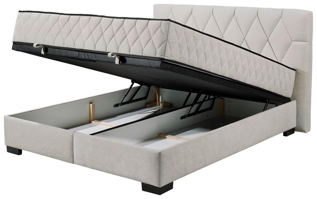 Boxbett Nagol B - Beige/Schwarz, MODERN, Holzwerkstoff/Textil (160/200cm) - MID.YOU