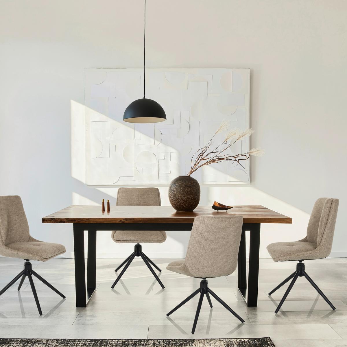 Drehstuhl Tarviso I Beige B: 53 cm - Beige/Schwarz, MODERN, Textil/Metall (53/89/58cm) - MID.YOU