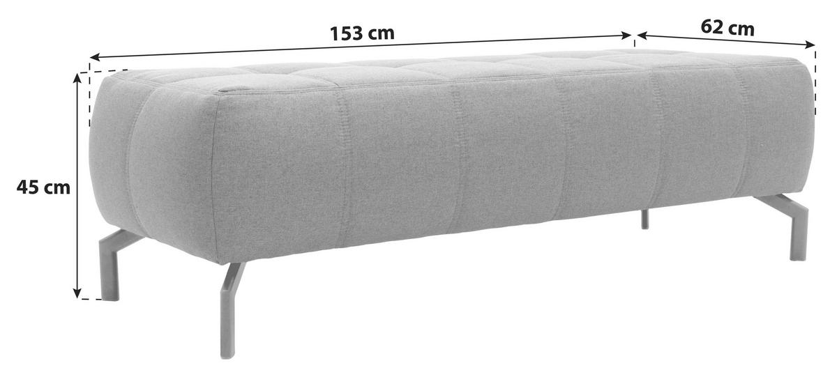 Polsterhocker Cunelli Grau Webstoff H: 45 Cm - Schwarz/Grau, Design, Textil (153/45/62cm) - MID.YOU