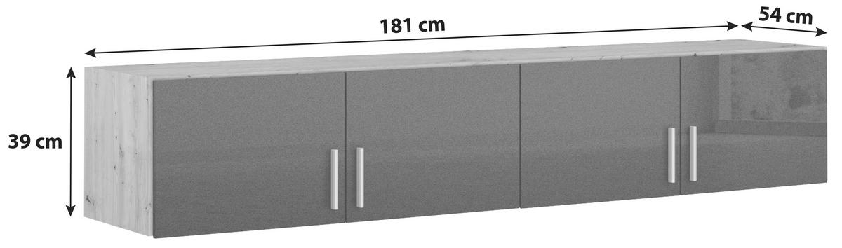 Felsőszekrény Celle Extra - Artisan tölgy/sötétszürke, Design, faalapú anyag (181/39/54cm)