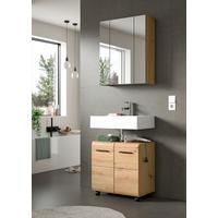 Badezimmer Ice Eiche Artisan Dekor B: 60cm - Schwarz/Eiche Artisan, Trend, Glas/Holzwerkstoff (60cm) - MID.YOU