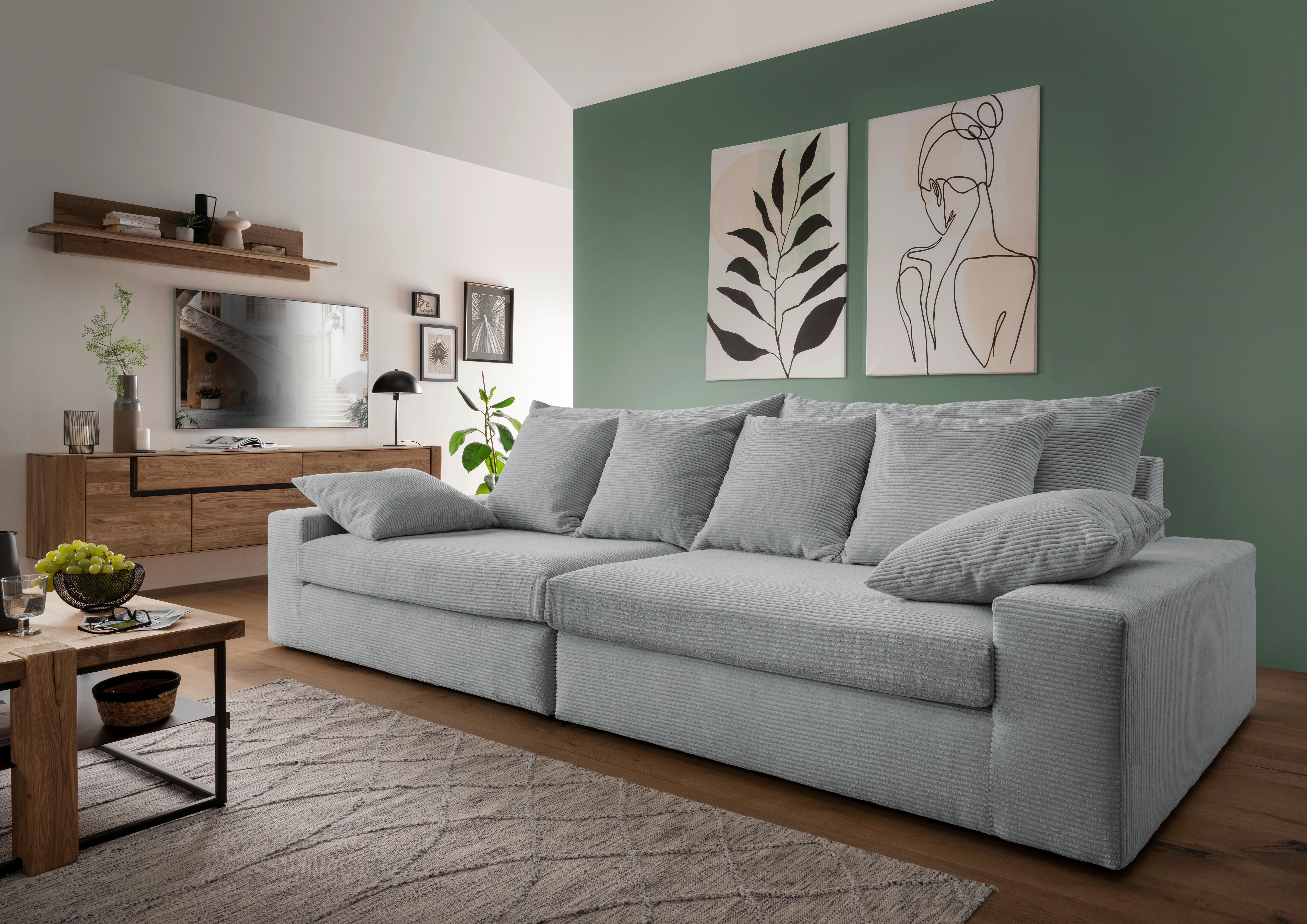 Viersitzer-Sofa Avellino Hellblau B: 308 cm - Schwarz/Hellblau, MODERN, Textil (308/80/140cm) - Livetastic