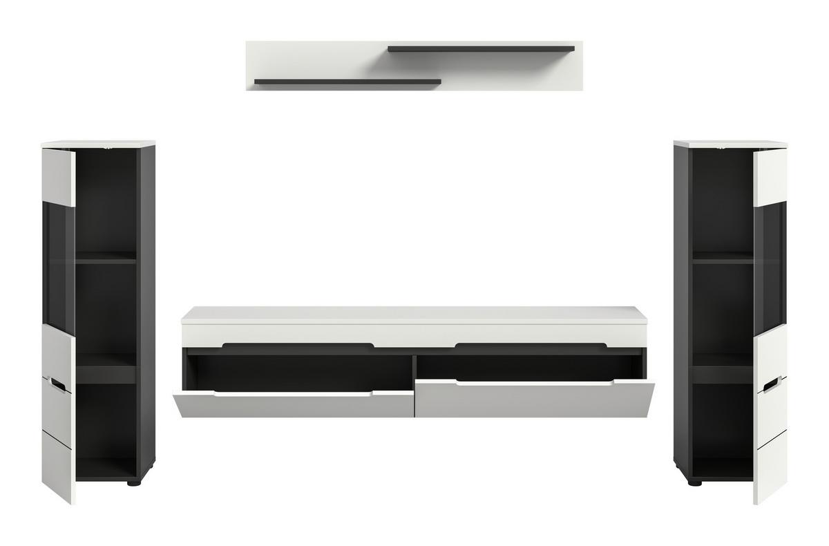 WOHNWAND Canu Weiß B: 272cm - Schwarz/Weiß, Design, Holzwerkstoff (272/141/33cm) - Livetastic