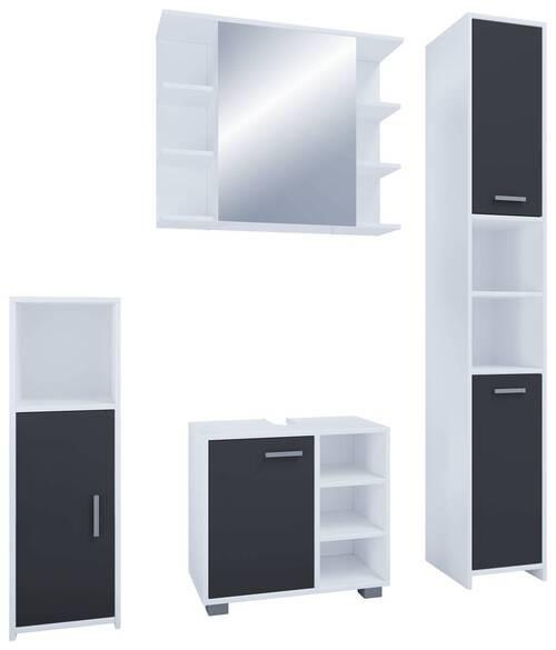 Badmöbel-Set 4-Tlg. Zalo 140 cm Schwarz/Weiß - Schwarz/Weiß, MODERN, Holzwerkstoff (120cm) - MID.YOU