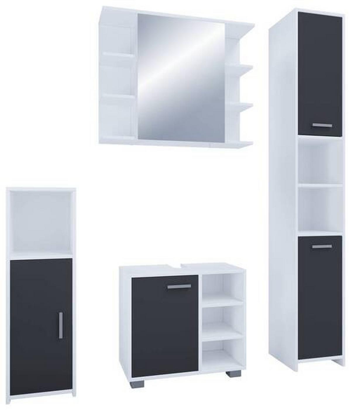 Badmöbel-set 4-tlg. Zalo 140 Cm Schwarz/weiß - Schwarz/Weiß, MODERN, Holzwerkstoff (120cm) - MID.YOU