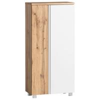 Midischrank Bad Varese B: 65 cm Weiß/Wotaneiche Dekor - Eiche Wotan/Weiß, MODERN, Holzwerkstoff (65/130/35cm) - Held