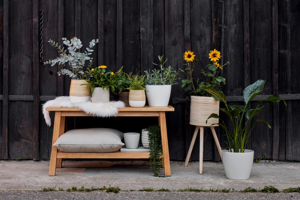 Obal na kvetináč Naturelle, Ø/V: 12/13cm - biela/prírodná farba, Konventionell, prírodné materiály (12/13cm) - Zandiara