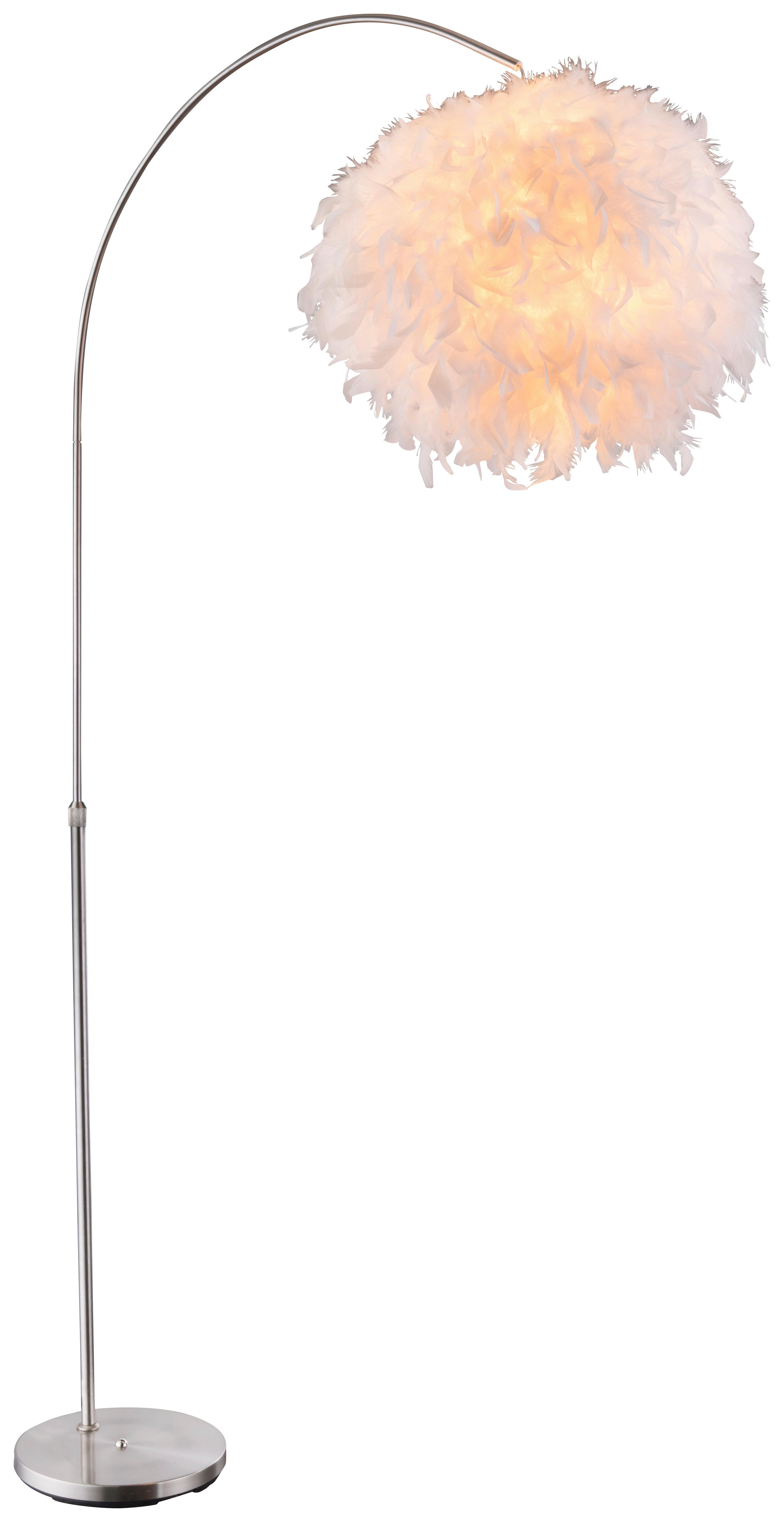 Stehlampe Katunga Weiß höhenverstellbar - Weiß/Nickelfarben, Basics, Textil/Metall (96/45/196cm) - Globo