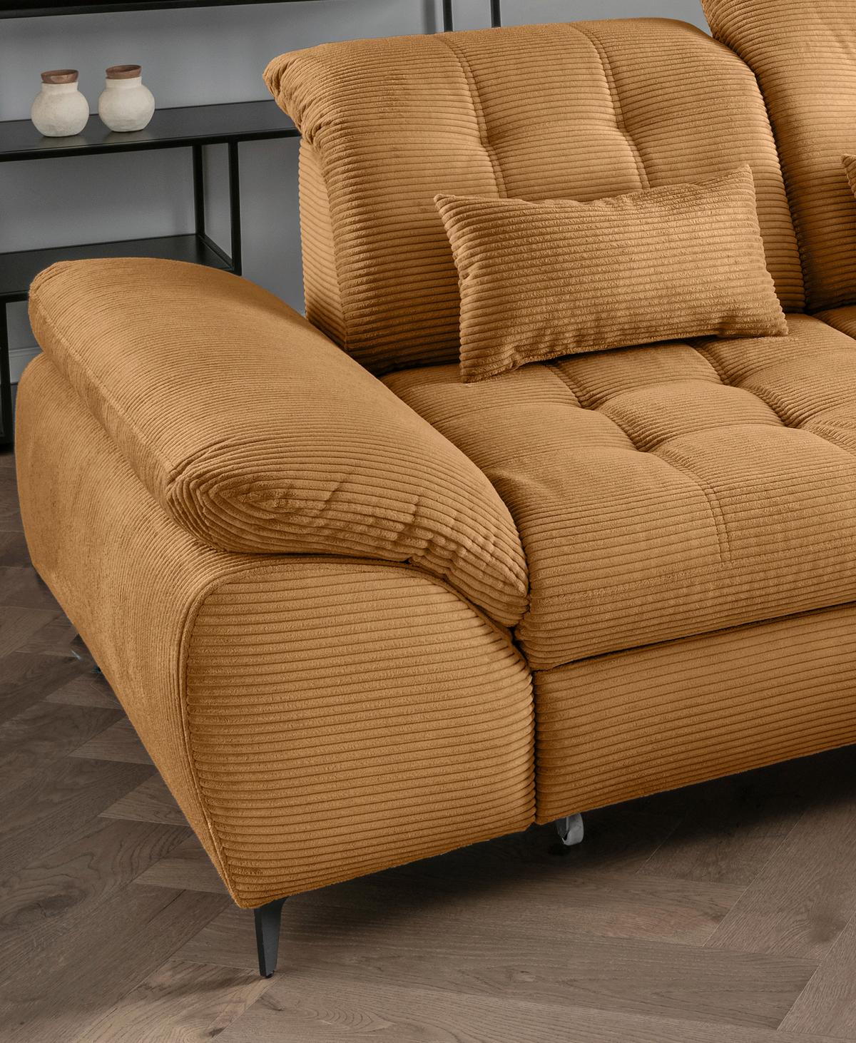 Eckschlafsofa Delphino Goldfarben S: 273x189 cm - Goldfarben/Schwarz, MODERN, Textil (273/189cm) - Livetastic