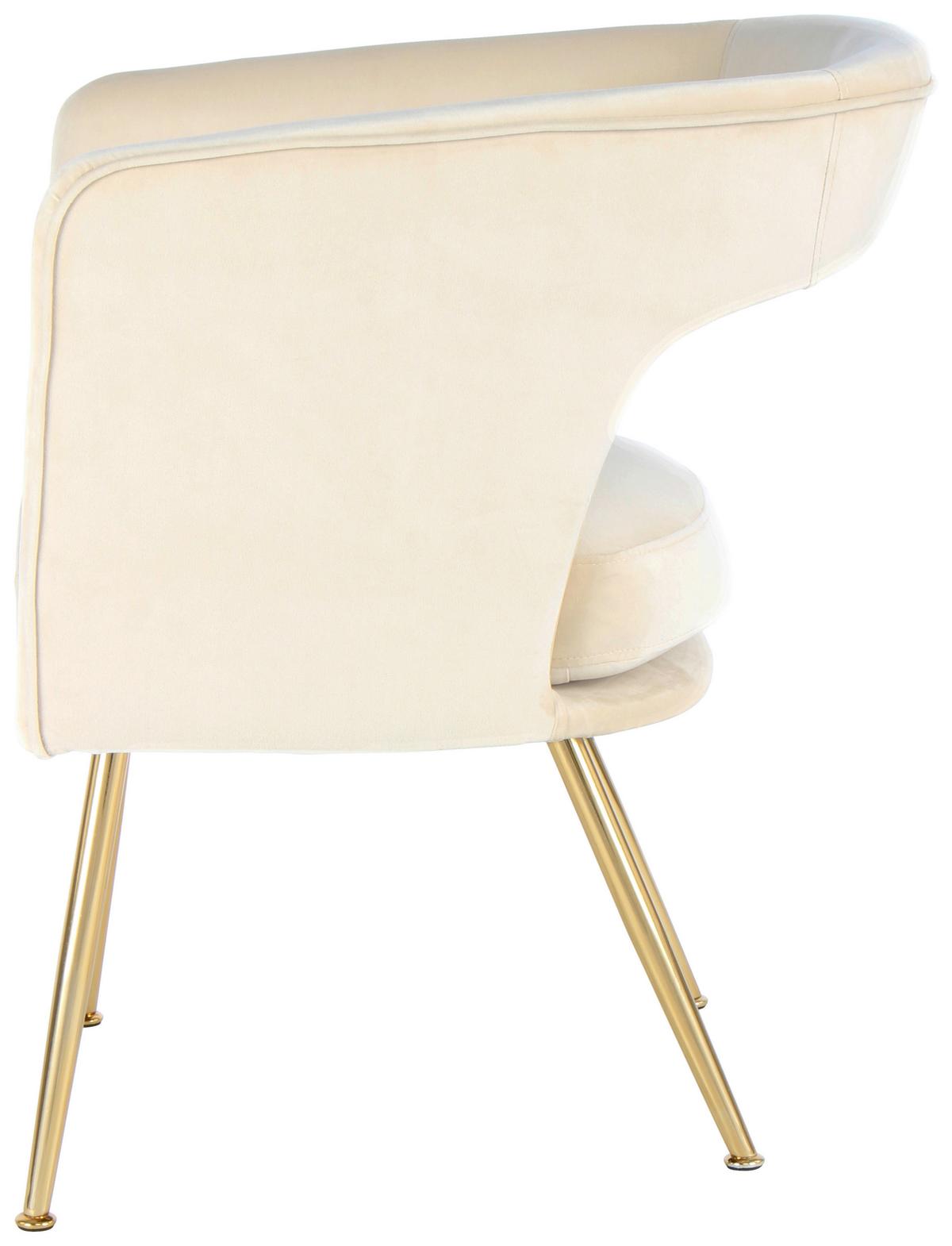 STOLIČKA S PODRÚČKAMI JOLENE 125 - zlatá/krémová, Modern, kov/textil (60/77/63cm) - MID.YOU