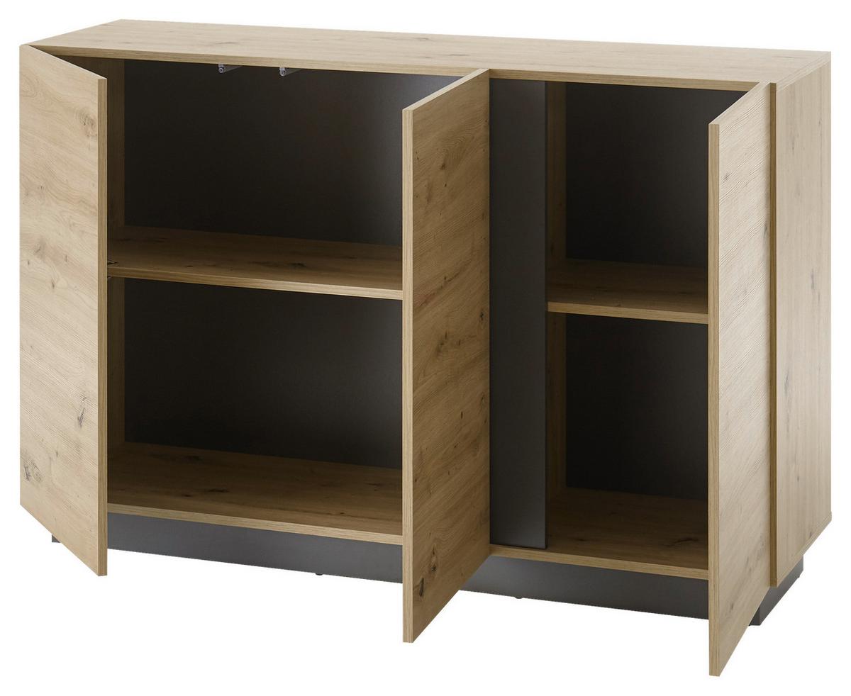 Sideboard Clair Grau/Eiche Dekor B:138cm - Eiche Artisan/Grau, Design, Holzwerkstoff (138/91/40cm) - MID.YOU