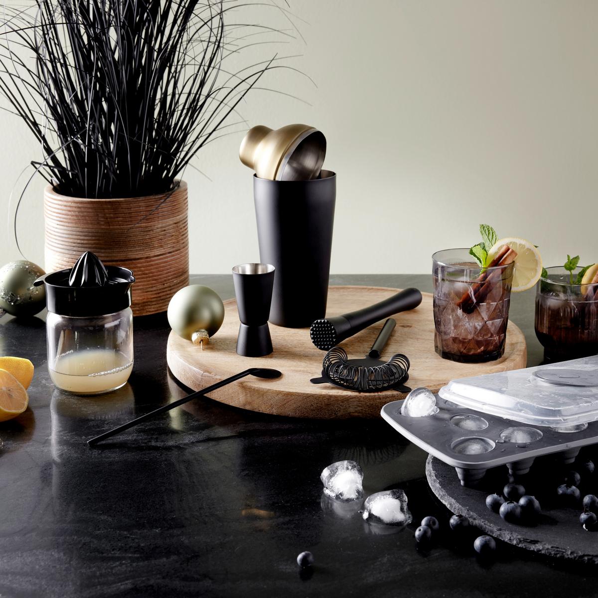 SADA NA PRÍPRAVU KOKTAILOV GLAMOUR - čierna/zlatá, Modern, kov/plast - Premium Living