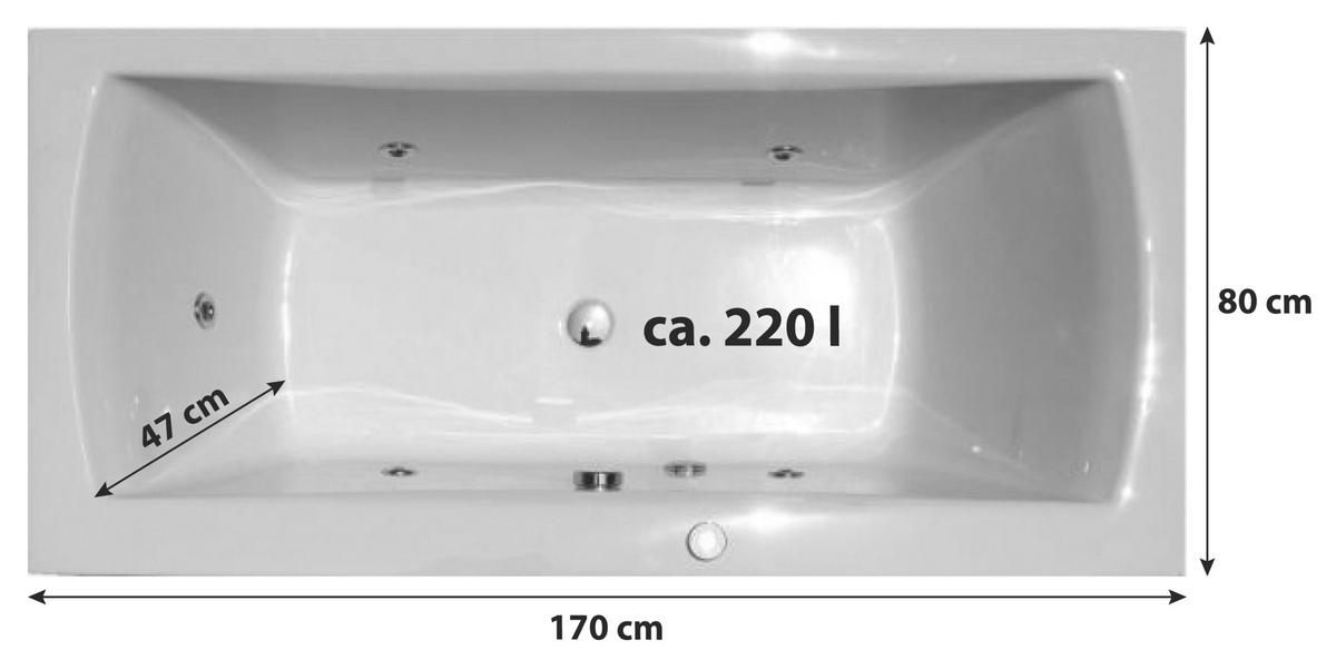 Whirlpool Badewanne Orient Bxhxt 80x47x170 Cm Mit 5 Düsen - Weiß, Basics (80/47/170cm)
