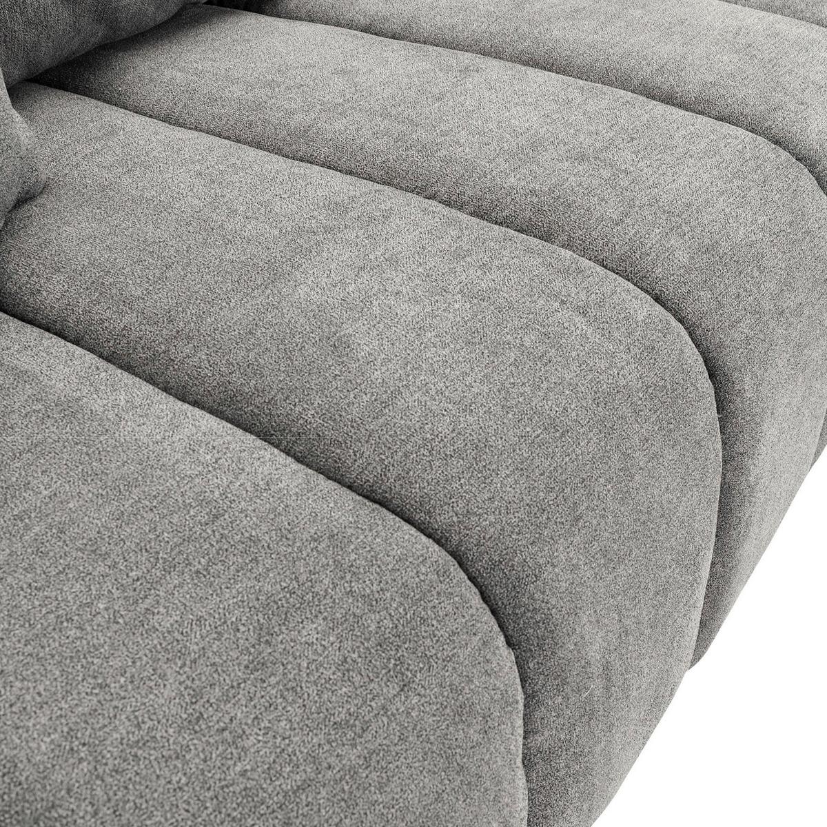 Sedačka BARCA, světle šedá, oboustranná, s polštáři - černá/světle šedá, Konvenční, dřevo/textil (275/180cm)