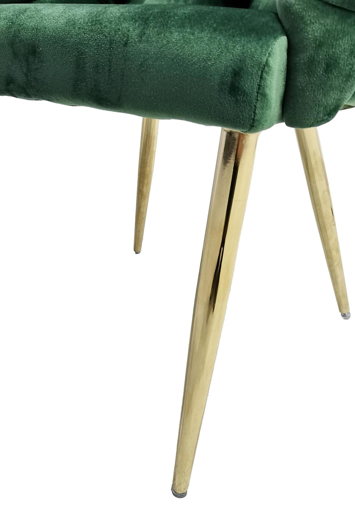 Sada stoličiek s podrúčkami 2ks/sada - zlatá/zelená, Modern, kov/textil (65/79/61cm) - MID.YOU