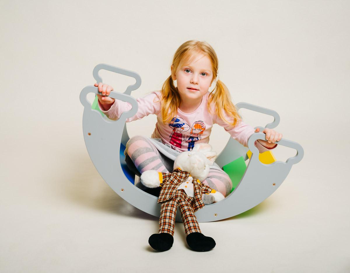 Wippe The Sway Rainbow - Multicolor/Grau, Basics, Holz (40/75/37cm)